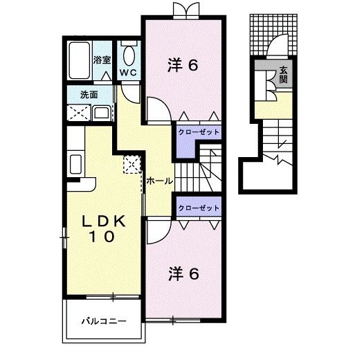 ＪＲ和歌山線 中飯降駅 徒歩5分 2階建 築22年の間取り写真