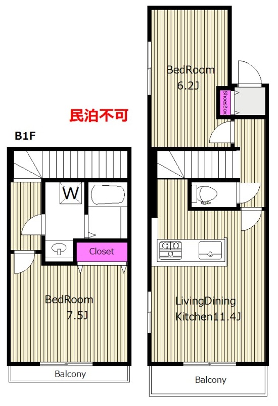 都営大江戸線 西新宿五丁目駅 徒歩5分 4階建 築3年の間取り写真