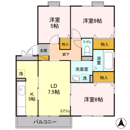 エクセレントガーデン ARUGA A/Bの間取り写真