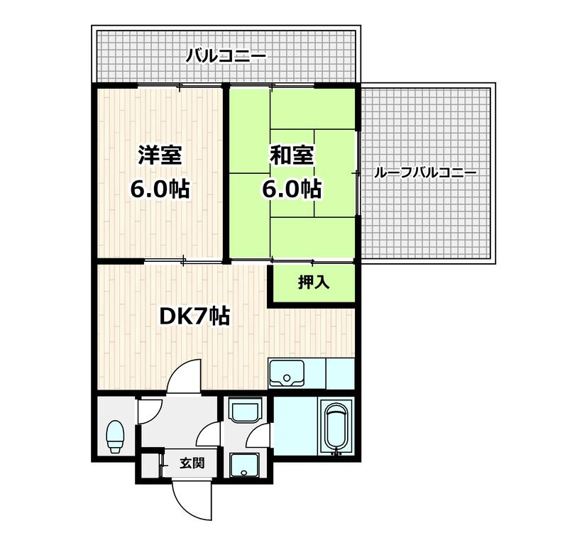 西武池袋線 中村橋駅 徒歩5分 6階建 築34年の間取り写真