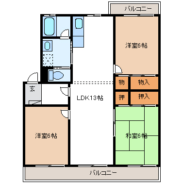 浜松市中央区 3階建 築33年の間取り写真