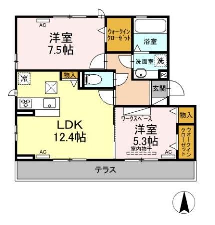 【豊橋市花田二番町のアパートの間取り】