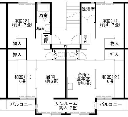 神戸市北区花山東町のマンションの間取り