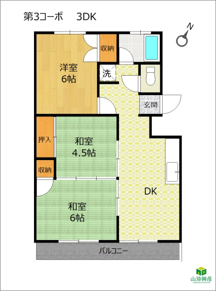 第3コーポ「3DK」の間取り