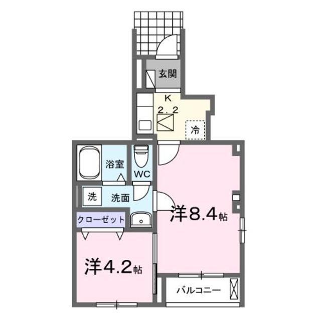 南アルプス市藤田のアパートの間取り