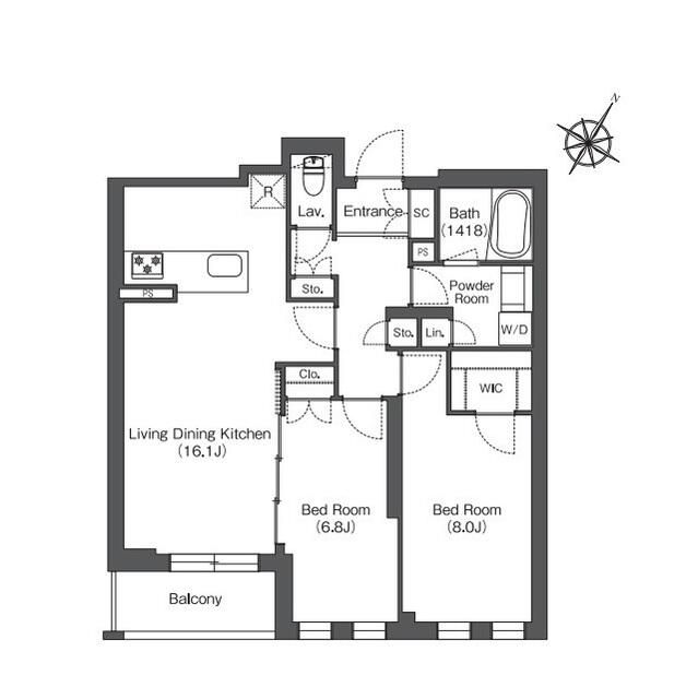 芦屋市東山町のマンションの間取り