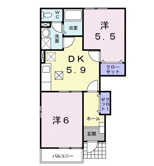 山陽小野田市新生のアパートの間取り