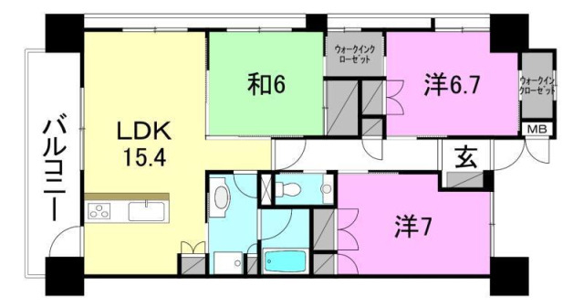 松山市宮西のマンションの間取り