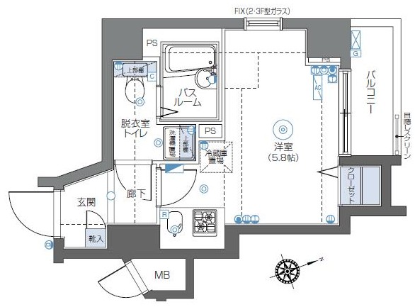 横浜市南区中島町のマンションの間取り