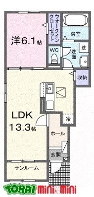 伊勢市小俣町元町のアパートの間取り