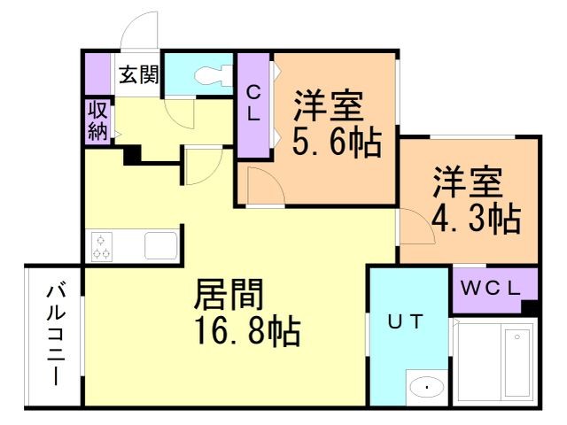 札幌市厚別区厚別南のマンションの間取り