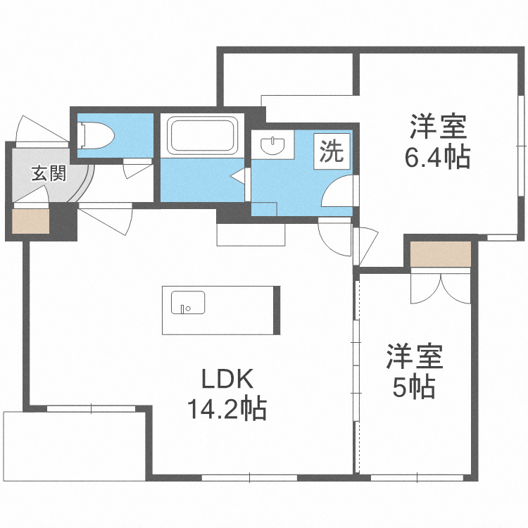 札幌市中央区南十九条西のマンションの間取り