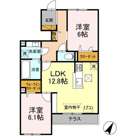 つくば市さくらの森のアパートの間取り