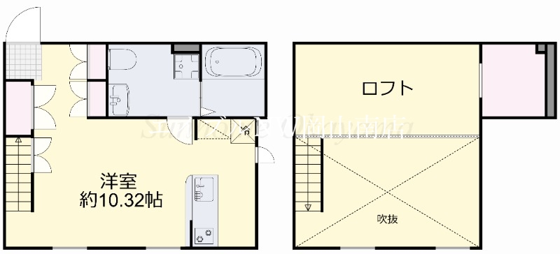 岡山市北区津倉町のアパートの間取り