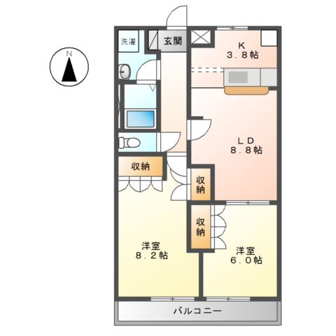 南足柄市壗下のアパートの間取り