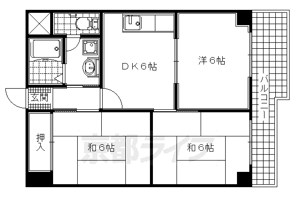 【宇治市宇治のマンションの間取り】