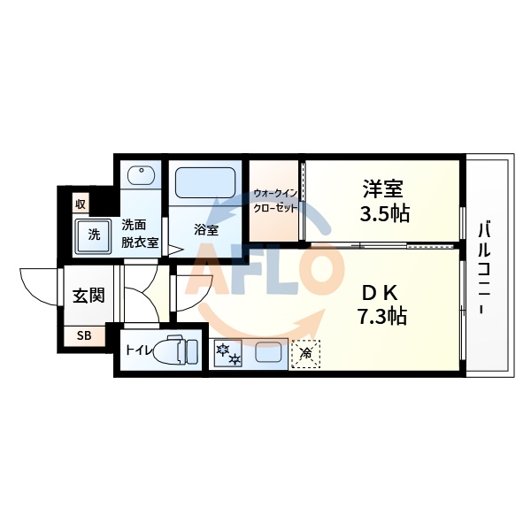 大阪市阿倍野区旭町のマンションの間取り