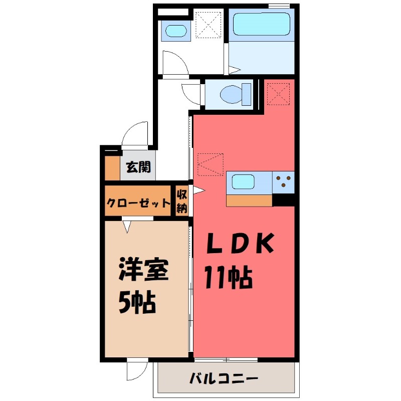 太田市藤阿久町のアパートの間取り