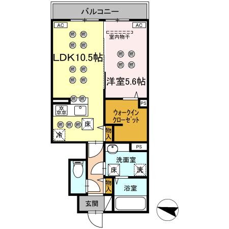 熊本市中央区出水のアパートの間取り