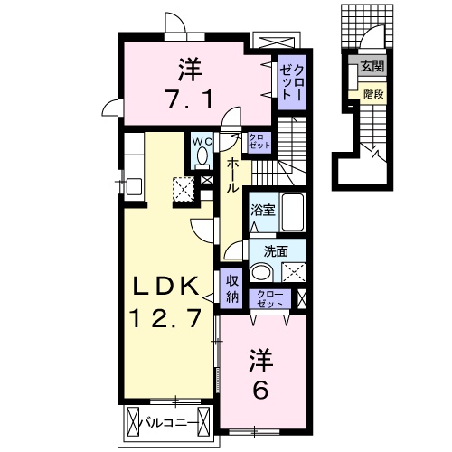 津山市大谷のアパートの間取り