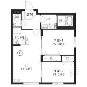 札幌市豊平区中の島一条のマンションの間取り