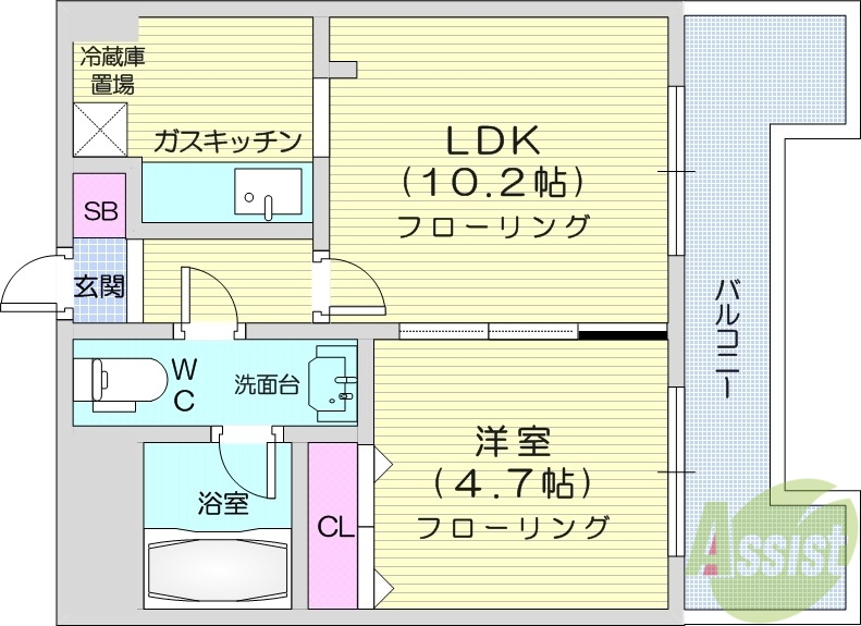 札幌市北区北十条西のマンションの間取り