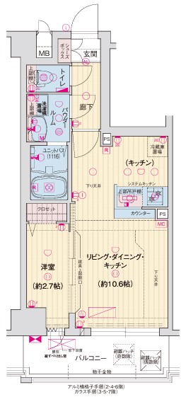 京都市伏見区深草西浦町５丁目のマンションの間取り