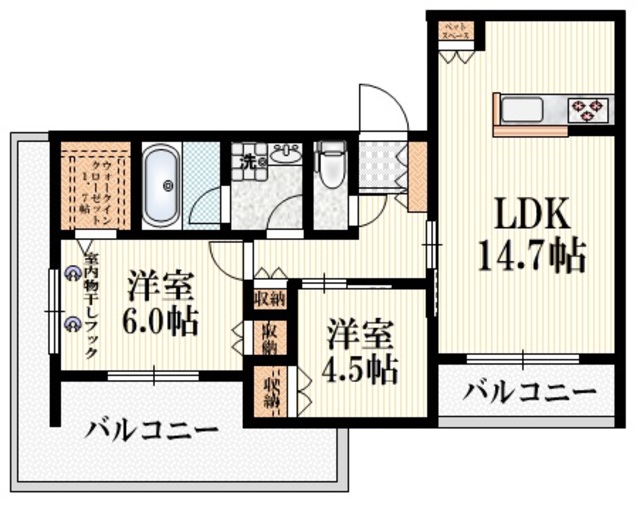 ポルトアンピエール（北棟）の間取り