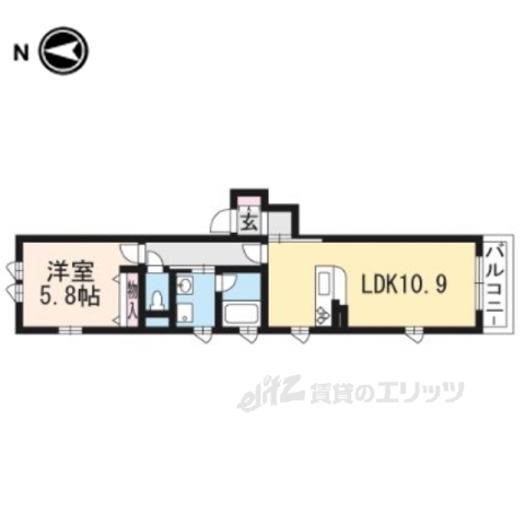 京都市右京区花園内畑町のアパートの間取り