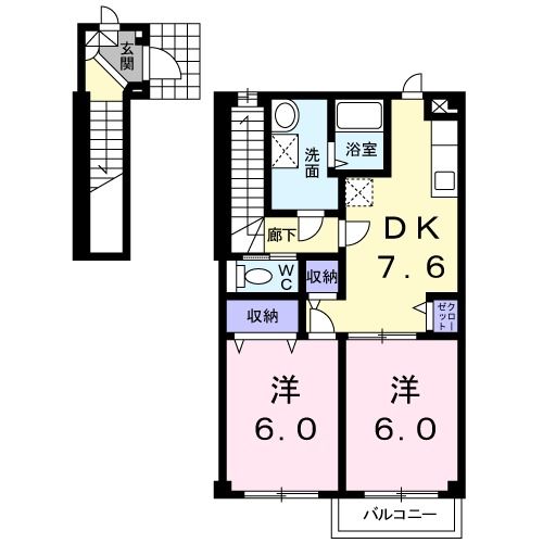 白山市湊町のアパートの間取り