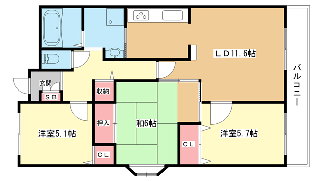 吹田市春日のマンションの間取り