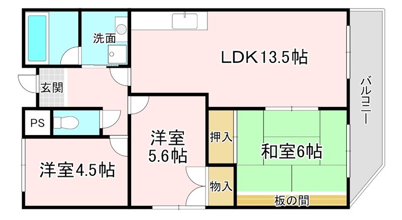 ＪＲ東海道本線 野洲駅 徒歩3分 10階建 築36年の間取り写真