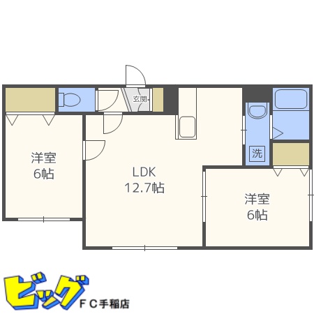 札幌市手稲区西宮の沢一条のマンションの間取り