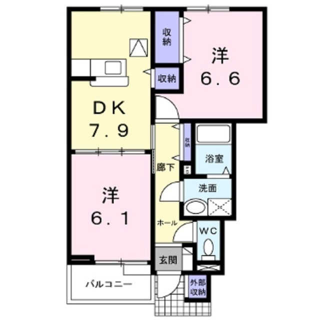 上田市上丸子のアパートの間取り