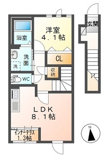 広島市安佐北区亀山のアパートの間取り