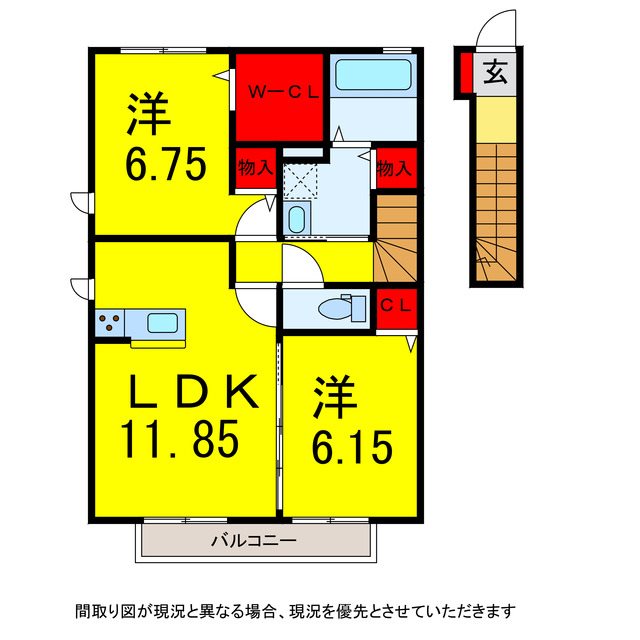 四街道市山梨のアパートの間取り