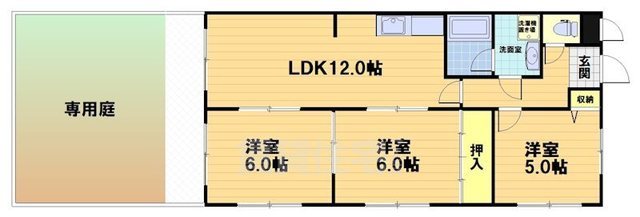 京都市西京区下津林東大般若町のマンションの間取り