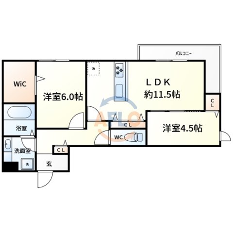 堺市北区黒土町のアパートの間取り