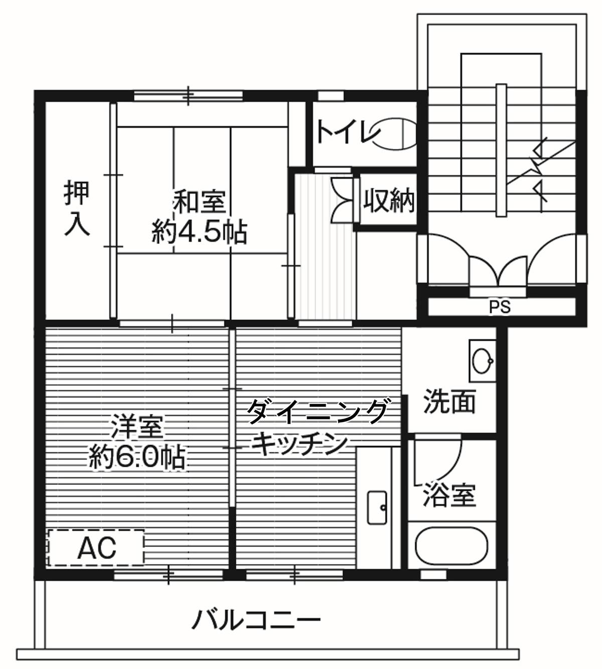 一関市東山町長坂のマンションの間取り