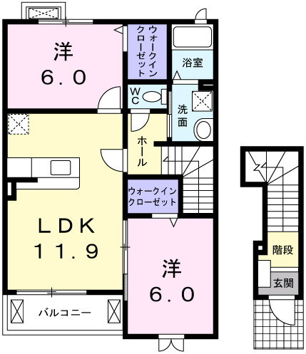 ヒューマン下河原Ｂの間取り