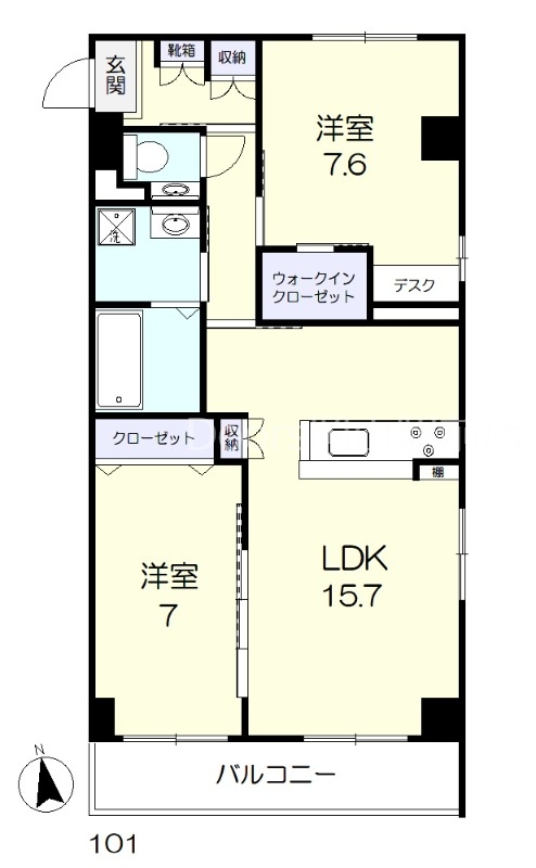 岡山市北区東古松のマンションの間取り