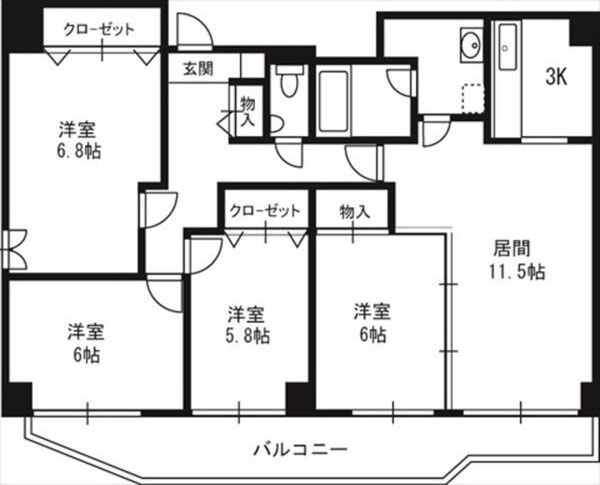 札幌市中央区南十八条西のマンションの間取り