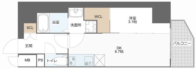 大阪市都島区中野町のマンションの間取り