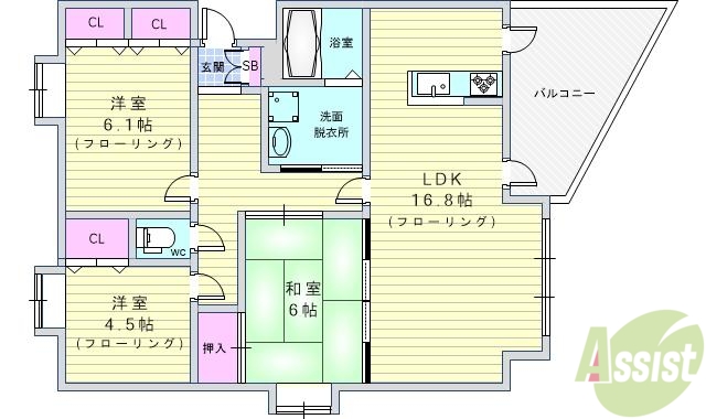 ウイング旭ヶ丘の間取り