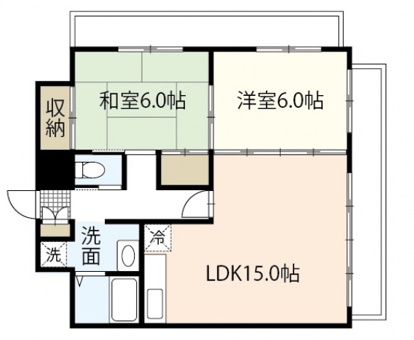 岡山市北区京橋町のマンションの間取り