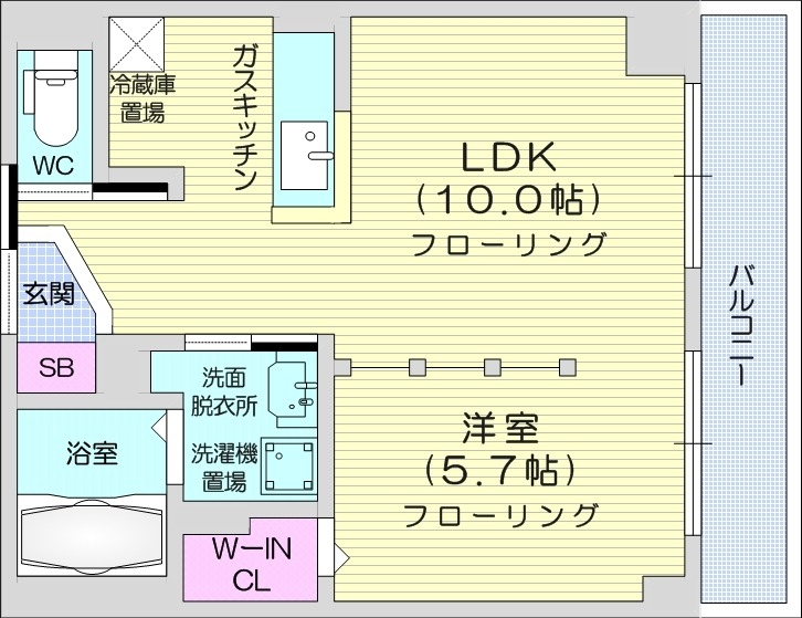 札幌市東区北四十四条東のマンションの間取り