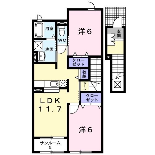 長岡市平島のアパートの間取り