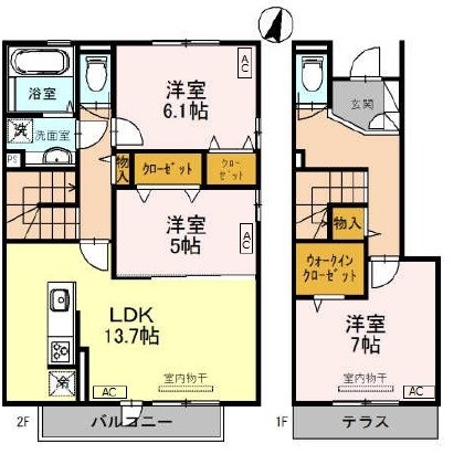 芦屋市浜芦屋町のアパートの間取り