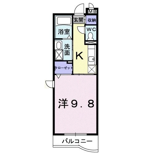 【岡山市北区富田のマンションの間取り】