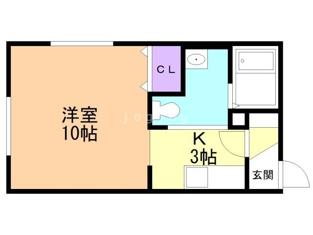 札幌市南区川沿四条のアパートの間取り